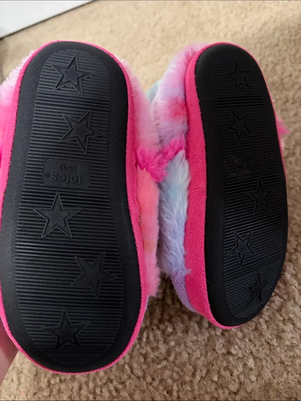totes Kids Rainbow Unicorn Plush Slipper Boots - Pink, Purple, Blue